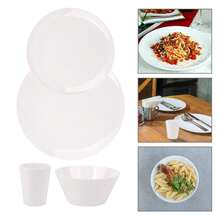 White Dinnerware Bowl Plates Round Dinner Set Melamine Tableware Kitchen 16pcs - Multicolor - View 5