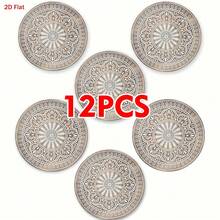 6/12pcs Bohemian Style Wooden Coasters, 3.94 Inch X 3.94 Inch Size Fits Most Cups, 3/5mm Thick, Can Be Used As Coffee Mats; Suitable For Bars, Kitchens, Weddings, Home Gatherings, Cafes, Offices And Other Scenarios, Home Decor, Housewarming Gift, Practical Function And Exquisite Appearance, Kitchen Accessories, Mother's Day Gift, Spring Gift - Apricot - View 8
