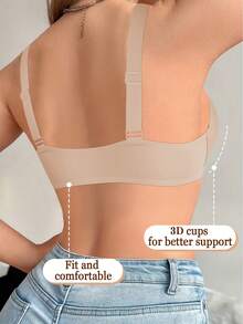 Bra Wanita Warna Beige dengan Penutup Depan Renda yang Nyaman & Mengangkat - Krem - View 6