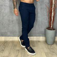 Urban Zone Jeans Men's Dress Pants, Smart Casual Style, Twill, Denim - 深色牛仔褲 - 查看 7