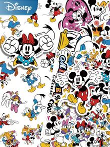 Disney 52张迪士尼米奇、米妮、唐老鸭卡通贴纸，创意DIY贴纸，适用于手账、笔记本、笔记本电脑、手机壳、平板电脑、冰箱、吉他、滑板、水瓶、自行车、剪贴簿、装饰、节日、生日、派对礼物 - 52pcs - 查看 1