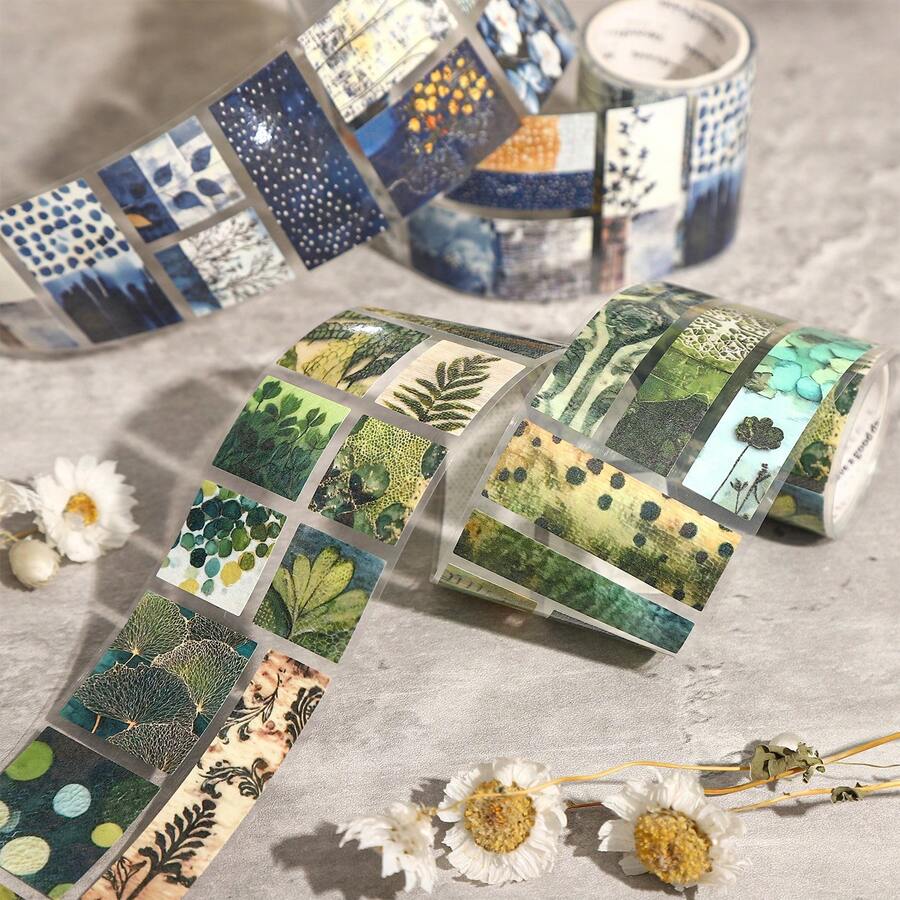 2m/Rolle Dekoband mit Blumen- & Pflanzenmotiven, vintage kreative ästhetische Aufkleber, DIY Scrapbooking Bastelbedarf, Geschenke, personalisiertes Scrapbooking Schulmaterial