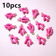10 piezas de 16x10x5mm Colgantes de coral esmaltado 3D de aleación metálica para hacer joyas DIY, accesorios para pulseras, aretes, collares - coral - Ver 16