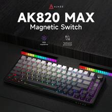 AJAZZ AK820 MAX 游戏机械键盘，全新磁力轴，低延迟，高精度，快速响应，有线机械键盘，全键热插拔密封结构，支持多系统，适用于办公和游戏，RGB DIY 轮廓键帽 - 查看 9