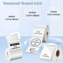 1Roll Transparent Thermal Sticker For M110/M100/M220/M221/M108 Round & Square Waterproof Labels, Adhesive Barcode/Shipping/Address Labels, Tear Resistant, Suitable For Gift Wrapping And Small Businesses - Square 1.57in*1.18in(40*30mm) - View 2
