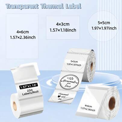 1Roll Transparent Thermal Sticker For M110/M100/M220/M221/M108 Round & Square Waterproof Labels, Adhesive Barcode/Shipping/Address Labels, Tear Resistant, Suitable For Gift Wrapping And Small Businesses