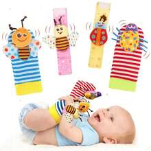Bộ tất lục lạc đeo cổ tay và dụng cụ tìm dấu chân cho bé, đồ chơi cho bé sơ sinh 0-6-12 tháng tuổi, thích hợp làm quà tặng trong lễ tắm bé. - Nhiều màu - Xem 8