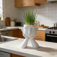 Maceta en forma de pensador minimalista, maceta suculenta de cabeza abstracta moderna, adecuada para plantas de interior pequeñas, decoración para escritorio y alféizar, linda decoración de oficina en casa, regalo para amantes de las plantas - A - Ver 3