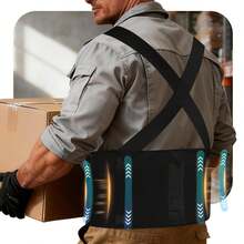 Cintura di supporto per la vita unisex - con cinghie per le spalle regolabili, supporto più forte e rete traspirante, adatta per sollevamento pesi, magazzinaggio, costruzione e trasporto di oggetti pesanti, cintura da fitness per uomo per sollevamento pesi, cintura per allenamento di forza, cintura per sollevamento pesi con supporto per la schiena - nero - Visualizzare 12