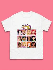 Camiseta de manga corta de cuello redondo casual unisex Disney, Princesas Disney Soñando Libres, Personajes de Disney como Blancanieves, , Jazmín, Grupo de Princesas Disney, Camiseta Disney World - Blanco - Ver 2