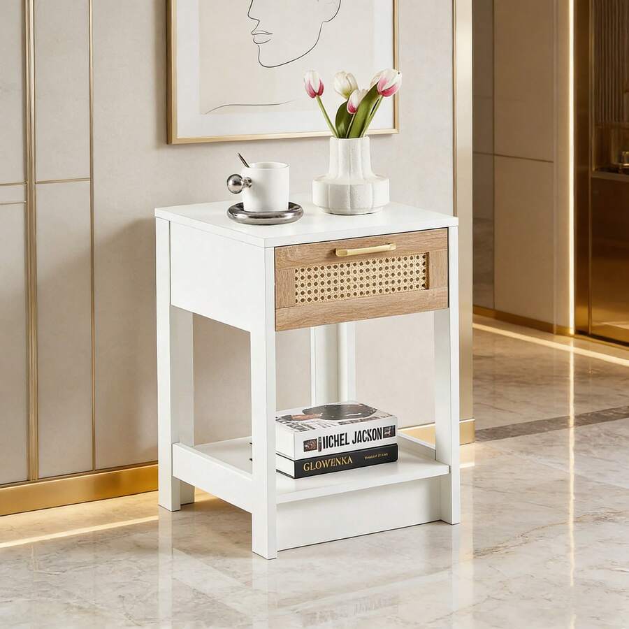 Nightstands - Natural+White + MDF - View 1