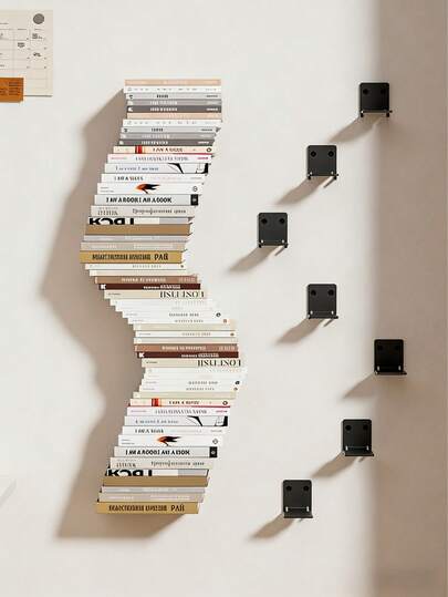 1/4/8pcs Invisible Floating Bookshelves + Installation Accessories, Metal Invisible Floating Bookshelves, Wall-Mounted Bookshelf Storage, Suitable For Home Entrance, Bedroom Wall Shelves, Room Decor, Home Decor, Heavy Duty Bookshelf Storage, Rust-Proof Hanging Bookshelves, Home Decor