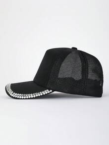 1顶女士可调节水钻棒球帽，时尚百搭尖顶帽，情侣款 - 棒球帽 - 查看 5