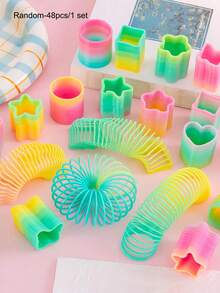 1/3/6/8/12/15/24/36/48个迷你春季派对小礼物，万圣节圣诞节，春季彩虹减压玩具，万圣节糖果袋填充物，奖品，不给糖就捣蛋套装（随机形状） - 彩色 - 查看 13