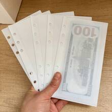5pcs A6 PP Loose-Leaf Transparent White Pockets, 5 Sheets Per Pack, Creative Cash Budget Planning Bags, Detachable Notebook Refill - A - View 3