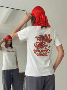 Women's Polyester Crew Neck Short Sleeve T-Shirt, White Regular Fit Top With "Never Stop" Print - White - View 2