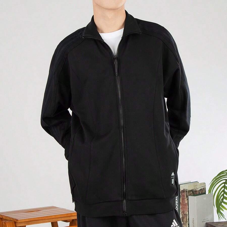 Adidas男裝外套春季新款武極系列訓練運動健身休閒立領外套JI8703 - 黑色 - 查看 1