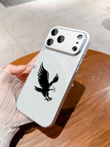 1 pieza Nuevo estuche de teléfono de vidrio templado de lujo con patrón de águila voladora de estilo elegante, compatible con iPhone 17/17Pro/17ProMax/17Air/16/16Pro/16ProMax/16Plus/15/15Plus/15Pro/15ProMax/14/14Plus/14Pro/14ProMax/13/13Pro/13ProMax/12/12Pro/12ProMax/11/11ProMax, mate anti-caída, cubierta protectora de alta gama con pintura metálica de cobertura total - Multicolor - Ver 6
