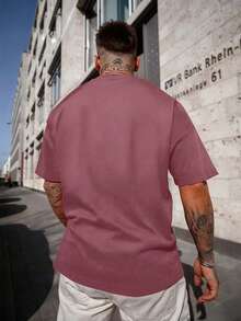 Áo thun nam cổ tròn tay ngắn in hình điện tâm đồ, mùa hè - Đỏ - Xem 2