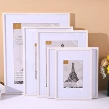 1/3pcs, 30x40cm/A4/A3 Wooden Photo Frame, White Solid Wood Frame, Memory Collage Frame, Simple White, Wooden Texture, Home Wall Decor Frame, Art Work Display Frame, Poster Frame, Classic Frame - White - View 3