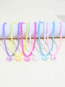 6件套串珠蝴蝶吊坠项链套装，适合女孩日常、节日、派对佩戴，生日礼物 - 彩色 - 查看 6