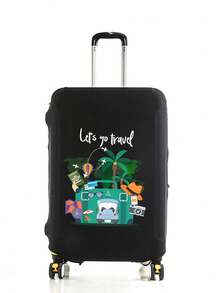 “Let's Go Travel”图案印花通用行李箱套 18-32 英寸 | 耐用行李箱保护套，弹性包边，适用于旅行、飞行、度假、蜜月 | 男女旅行必备配件 - 完美的独特生日礼物、情人节礼物、开斋节礼物 - 彩色 - 查看 1