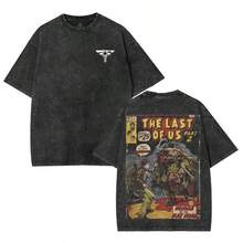 Valentine Shirts The Last Of Us Inspirational Graphic Tee Fit Washed T-Shirt Crewneck Menswear Clothes Soft Streetwear Top Gamis Tshirt Tropical Men Gift Cotton Fabric - 黑色 - 查看 9