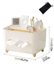 Multi-Functional Tissue Box, Living Room Coffee Table/Office/Bedroom Tissue Holder, Remote Control Storage Rack, Large Capacity Sorting Storage Box, Stationery & Makeup Organizer - Multicolor - View 11