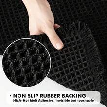 1Pc Waffle Bathroom Rugs, Boho Bath Rugs Non Slip Washable, Super Absorbent Bath Mats, Ultra Soft Rubber Backed Shower Mats For Bathroom Floor, Tub And Shower - 黑色 - 查看 4