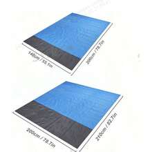 1pc Fashionable Printed Minimalist Square Lightweight Foldable Pocket Beach Mat, Quick-Dry Anti-Sand For Summer Beach, Picnic, Camping, Hiking Outdoor Blanket - Blue - View 7