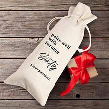 Sixty Year Birthday Wine Bag 60th Birthday Gift Personalized Wine Bag 60th Birthday Party Favors Party Decor Wine Bag Pairs Well With Turning Sixty Wine Bag 11MA04 - As Pic - View 5