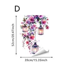 1/5PCS Electrostatic Adsorption Window Cling, Vintage Hanging Lantern And Cherry Blossom Pattern, Aesthetic Home Decor For Living Room Bedroom Kitchen Bathroom Window Decal Sun Blocking Privacy Shield. - Multicolor - View 14