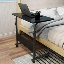 Height Adjustable Mobile Laptop Table – 40x60 Cm, 67-80 Cm Height Adjustable, Workstation Overbed Multi Table With Metal Frame & Rolling Castors - View 2