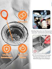 1/3/6pcs Drain Cleaner, Hair Remover, Pipe Dredger, Drain Cleaning Tool, Flexible Snake Tool, Effectively Clears Clogged Debris, Suitable For Sink, Shower And Bathtub Hair Clogging - Multicolor - View 10