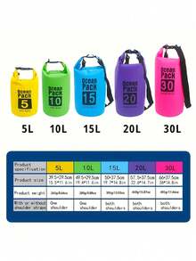 1 buah Tas Tahan Air untuk Berkemah di Luar Ruangan, Pantai, Tas Kering untuk Bahu/Ransel, Kantong Tahan Air Multifungsi Portabel - MultiWarna - View 9