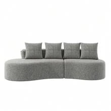 Sofas & Couches - 淺灰色 + 亞麻布 + 泡棉 + 四座 - 查看 6