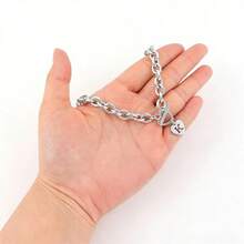 1件不锈钢心形字母吊坠项链，适合派对佩戴 - 銀色心形字母 - 查看 3