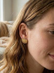 8 Pairs Vintage Gold-Tone Stud Earrings Set, Including Geometric Asymmetrical, Heart, Leaf And Other Fashionable Designs. Made Of Stainless Steel, Hypoallergenic And Durable, Vintage Gold Tone With Premium Feel. Versatile For Casual, Dress, Daily Wear, Vacation, Wedding, Also A Great Gift Idea For Valentine's Day, Birthday, Mother's Day. - Gold - View 6