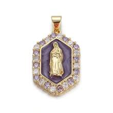 1件铜质极简主义个性化圣母玛利亚字母吊坠，DIY手链项链耳环首饰配件 - 彩色 - 查看 20