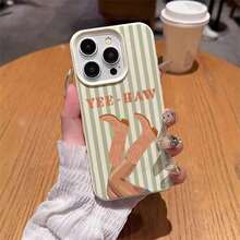 1 pieza Funda de teléfono suave de TPU con patrón de rayas estilo vaquero retro compatible con iPhone 17 Pro Max/17/16 Pro Max/15/13/12/11, S20 FE/A15/S24/A55, Note 11/12/13 Pro, protección de Body completo a prueba de golpes - Blanco 14 - Ver 5