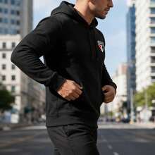 Men's São Paulo FC Sweatshirt, 100% Cotton, Kangaroo Style, Cotton Hoodie With Pocket. - 黑色 - 查看 4