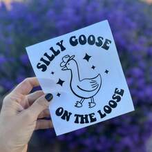 1 Pc Silly Goose On The Loose Car Window Bumper Sticker, Funny Duck Meme Sticker Decal For Car Truck, Cute Weather Proof Car Decor Accessories - A - View 9