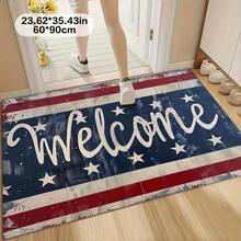 1PC Holiday Independence Day Gifts: Blue, White, And Red Striped Star Shaped Home Decor Carpet Mats, Entrance Mats, Door Mats, Soft Kitchen Mats, Bedside Carpets, Laundry Room Carpets, Machines - 1PC - Xem 1