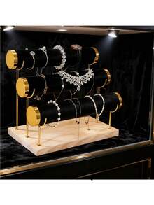 Organizador de pulseras de oro | Soporte de escritorio de madera para exhibir pulseras y relojes, apto para scrunchies y relojes - Multiusos, estante colgante para almacenamiento de joyas, ideal para exhibición minorista, ferias comerciales y colección personal - multicolor - Ver 7