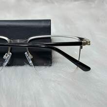 Men's Eyeglass Frame, Full Rim, Square Metal, Classic Retro Style, Size M, 360 Degree Spring Temples, BL6213 - Prata - View 6