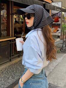 1 Piece Spring/Summer Striped Tie Baseball Cap Street Chic Headscarf Hat Sun Hat - Multicolor - View 5