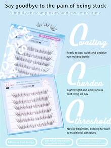 36pcs Self-Adhesive False Eyelashes, No Glue No Makeup Removal Required, Mixed Length Set, Fluffy Individual Lashes, Self-Adhesive DIY Lash Extension, Pre-Glued Cluster Lashes, Natural Lengthening C-Curl Cat Eye Lash Clusters, Glue-Free Makeup-Free False Eyelashes - C - View 7