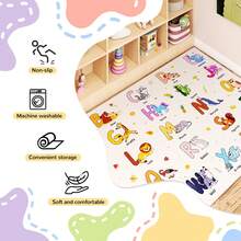 Kids Rugs For Playroom, 4x5 Feet Educational Rug For Learn The ABC Alphabet, Soft Machine Washable Non-Slip Cute Cartoon Animals Carpet For Classroom Toddler Nursery Kids Room Decor, Beige - Màu be ABC - Xem 7