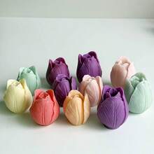 Set de 3 moldes de resina con forma de flor de tulipán, adecuados para hacer resina epoxi, yeso, velas, incienso, decoración del hogar y decoración de bodas - 3 tulipanes - Ver 3