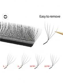XIUSUZAKI 12 filas de extensiones de pestañas LU Curl YY 3D 4D 5D W, extensiones de pestañas naturales W en forma de abanico prefabricadas - LU - Ver 6